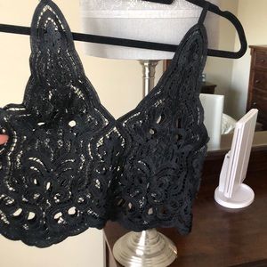 Black crochet crop top